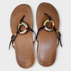 Sandalias de Tanga Vionic Karina Planas Sin Cordones Tono Dorado Medallón Talla 9 - Imagen 1 de 5