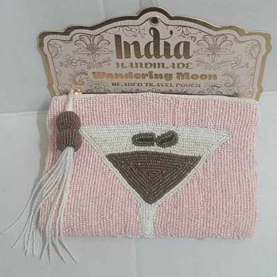 Bolsa de viaje VIRAL TikTok hecha en la India con cuentas de vidrio espresso Martini Foto 1 de 4