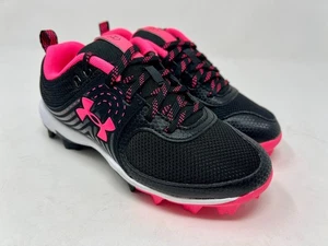 Neu im Karton Under Armour 13K Pink & Black Glyd Rm Jr. Mädchen Baseball Softball Stollen - Bild 1 von 9