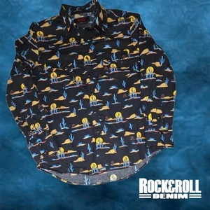 Rock & Roll Denim Men's Modern Fit Western Pearl Snap Shirt Cactus Sunset L - Picture 1 of 12
