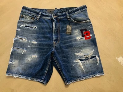 AUTÉNTICOS PANTALONES CORTOS DSQUARED2 PARA HOMBRE AZUL MARINO DESTRUIDOS TALLA 54 (38) NUEVOS HECHOS EN ITALIA Foto 1 de 4