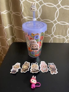 DIY Labubu reusable tumbler set with Stickers and straw toppers - Picture 1 of 2