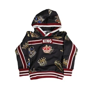 DOLCE & GABBANA maglione bambino nero King Crown felpa con cappuccio s. etichetta 4 420usd - Foto 1 di 6