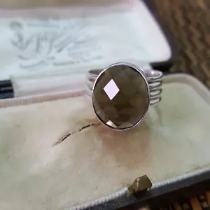 Vintage 925 Sterling Silver Ring, Smoky Quartz Gemstone Ring, Size M US 6.25 - Picture 1 of 7