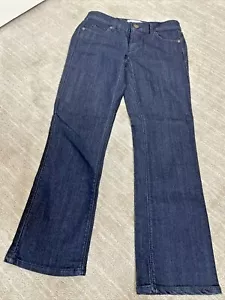 Pantalones de mezclilla Ann Taylor Loft para mujer azul oscuro modernos Kick Crop - Imagen 1 de 6