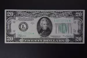 1934A $20.00 FRN Star Note, 3 heavy folds, no tears or pinholes - Picture 1 of 2