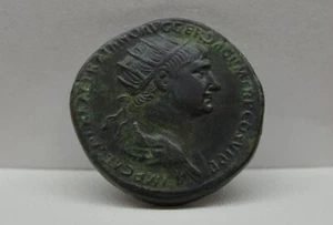 Roman Empire Trajan 113 AD AE Dupondius Tooled #KTM10489 - Picture 1 of 2