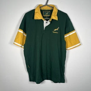 Springboks Rugby Shirt Short Sleeve Polo Vintage Green Official Medium Mens - Picture 1 of 12