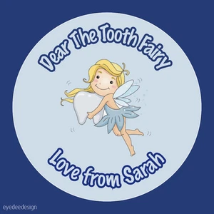 Personalised Tooth Fairy Bag Birthday Thank You Stickers Party Sweets Cake -N474 - Picture 1 of 1