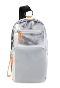 🎒Caden Sling Functional Crossbody Shoulder Backpack Silver Back to School A4 - Picture 1 of 5