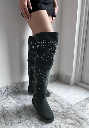 Australia Luxe Collective UGG Pelle Pelle Shearling Alta Grigio Donna 8 5