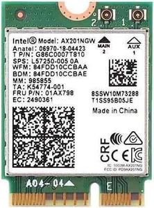Intel Wi-Fi 6 AX201 (Gig+) Wireless LAN WLAN WLAN Adapter Karte 2230 2x2 AX+BT - Bild 1 von 2