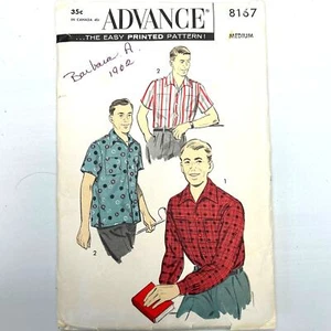 Advance Vintage 1950's Pattern #8167 Men's Sport Shirt Size Medium - Picture 1 of 6
