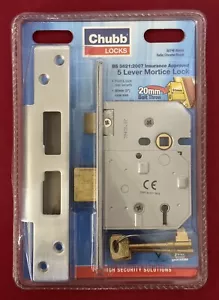 Chubb 5 Lever Mortice Sashlock 80mm (3") BS3621 Satin Chrome Finish - Picture 1 of 5