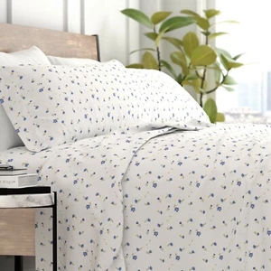 Kaycie Gray Fashion 4 Piece Easy Care Deep Pocket Soft Floral Bed Sheet Set - Picture 1 of 18