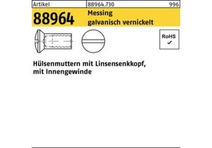 Hülsenmutter R 88964 Liko IG M 4 x 12 Messing galvanisch vernickelt - Bild 1 von 1