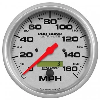 AutoMeter 4489 5 in. Speedometer, 0-160 MPH, Electric, Ultra Lite, Silver - Image 1 of 1
