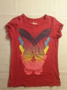 Circo Girl's Short Sleeved Coral Butterflies T-Shirt. Size: M (7-8). 100% Cotton - Picture 1 of 4