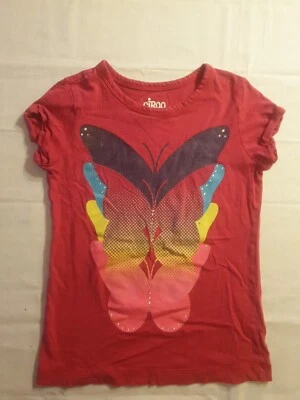 Camiseta Circo niña manga corta coral mariposas. Talla: M (7-8). 100% algodón Foto 1 de 4