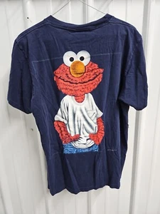 Vtg Elmo Single Stitch T Shirt Medium Navy Blue - Picture 1 of 9