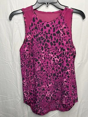 Camiseta sin mangas Lululemon Sculpt para mujer 4 negra/fucsia leopardo Foto 1 de 4