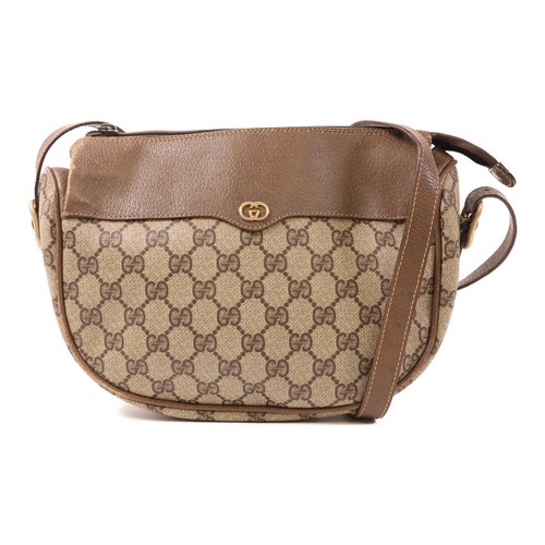 GUCCI GG GHW Borsa a tracolla vintage 01 37 4001 tela rivestita marrone