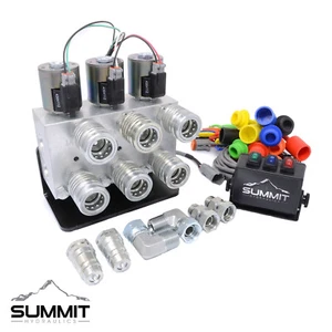 Hydraulic Multiplier, 3 Circuit Diverter Splitter Valve + Couplers + Switch Box - Picture 1 of 10