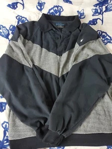 VTG Playboy Special Edition 1/4 Button Long Sleeve Polo W Gray Stripe Unique+ - Picture 1 of 5