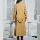 Trenchcoat Double Belted Overcoat Turn Waist Cuff Pockets Coat(Yellow L) Idm