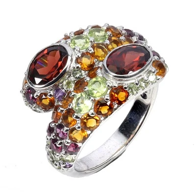 Anillo de plata de ley 925 ovalado Mozambique 7x5 mm amatista piedras preciosas joyería talla 7,5 Foto 1 de 4