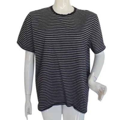 A.P.C. Camiseta, XXL, listras preto/branco, mangas curtas, gola redonda, algodão - Imagem 1 de 4