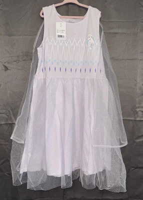 Disney FROZEN ELSA 连衣裙 Princess 7/8 Nwt Gown Cape 全新带标签 — 第 1/4 张图片