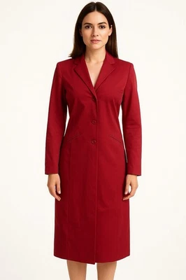 BCBG MAX AZRIA Chaqueta Blazer Larga Mujer Talla 4 Rojo Sangría Botón Frontal Midi Foto 1 de 4