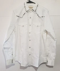 Ralph Lauren Denim & Supply Shirt Mens Medium White Western Pearl Snap Studded - Picture 1 of 13