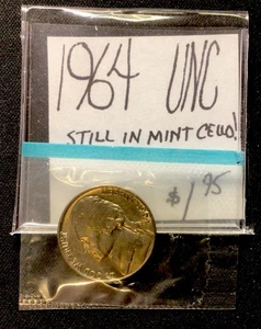 Jefferson Nickel 1964 ¡UNC! ¡Violonchelo todavía como nuevo! Monedas ENN - Imagen 1 de 3