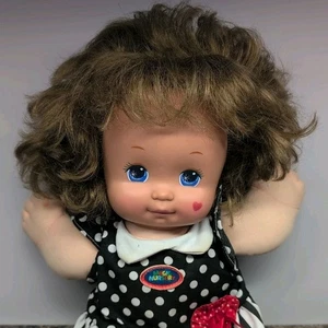 Vintage 1989 Mattel Magic Nursery Brown Red Hair Blue Eyes Baby Doll With Dress - Picture 1 of 21
