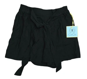 CeCe Black High-Waisted Tie-Front Shorts Womens Size 2 Lightweight & Stylish - Picture 1 of 3