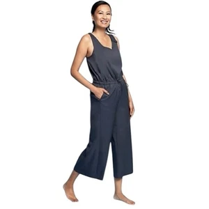 Zuda grauer Einteiler Jumpsuit Damen Gr. M cropped leicht Stretch weites Bein " - Bild 1 von 9