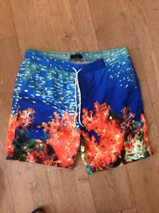 mens shorts under sea fish coral orange blue yellow pierre cardin size large - Picture 1 of 1