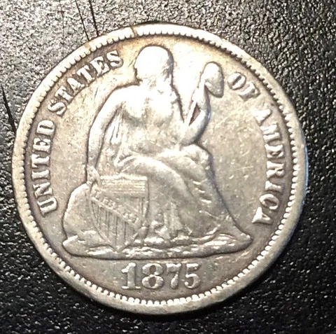 1875 Seated Liberty Dime As Shown Cover