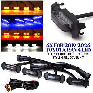 4x LED Front Grille Light Raptor Style Grill Cover Kit For Toyota RAV4 2019-2024 - Picture 1 of 25