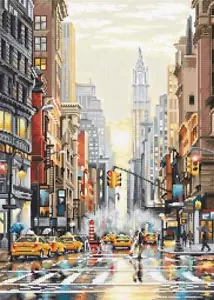 Kit de punto de cruz contado LetiStitch puesta de sol en 5th Avenue L8025 - Imagen 1 de 12