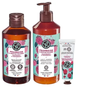Yves Rocher Raspberry Peppermint Gel, Milk, Cream Gift Kit Bath Body Routine Set - Picture 1 of 4