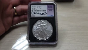 2019 W Burnished Silver Eagle NGC MS70 FDI Washington Elizabeth Jones Sig. - Picture 1 of 8