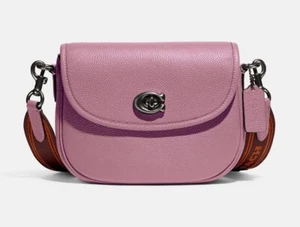 Coach Willow Leather Saddle Crossbody / Pewter/Violet Orchi Original Packaging - Picture 1 of 5