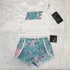 Nike Logo Girls Mermaid Dri-FIT Shirt Top Shorts 2 Pc Set NEW 12 / 18 / 24 Month