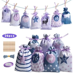 24 Days Countdown 24 Arrival Calendar Hanging Bag Party Home Decor - Picture 1 of 18