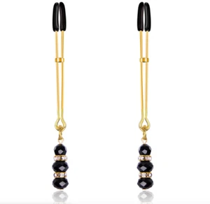 Stylish Black Glass Beads Nipple Clamps Flirting Restraint Breast Clips Sex Toy - Picture 1 of 3