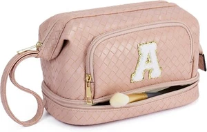 Makeup Bag Large Capacity Travel Cosmetic Bags Double Layer Women Pink-A - Picture 1 of 7