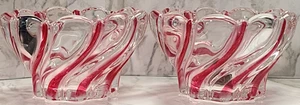 Mikasa 'Peppermint Swirl' Ciotole Girevoli in Vetro Rosso/Chiaro, Set di 2, Vintage - Foto 1 di 11